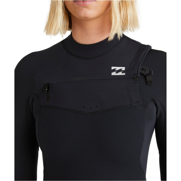 2026 Billabong Dames Furnace Natural 4/3mm Borst Ritssluiting Wetsuit ABJW100215 - Black Tiki